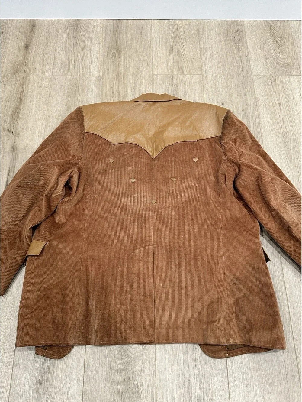 VTG Pioneer Wear Brown Corduroy Leather Cowboy Blazer Jacket Rockabilly Sz 48